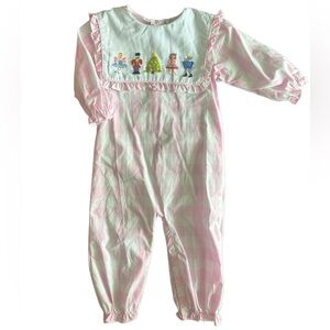 Pink Ruffled Kids Dress with Embroidered Design